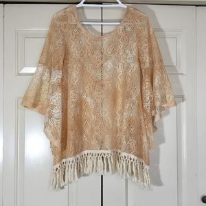 Gypsy Junkies Boho Sheer Lace Tunic Top - S/M